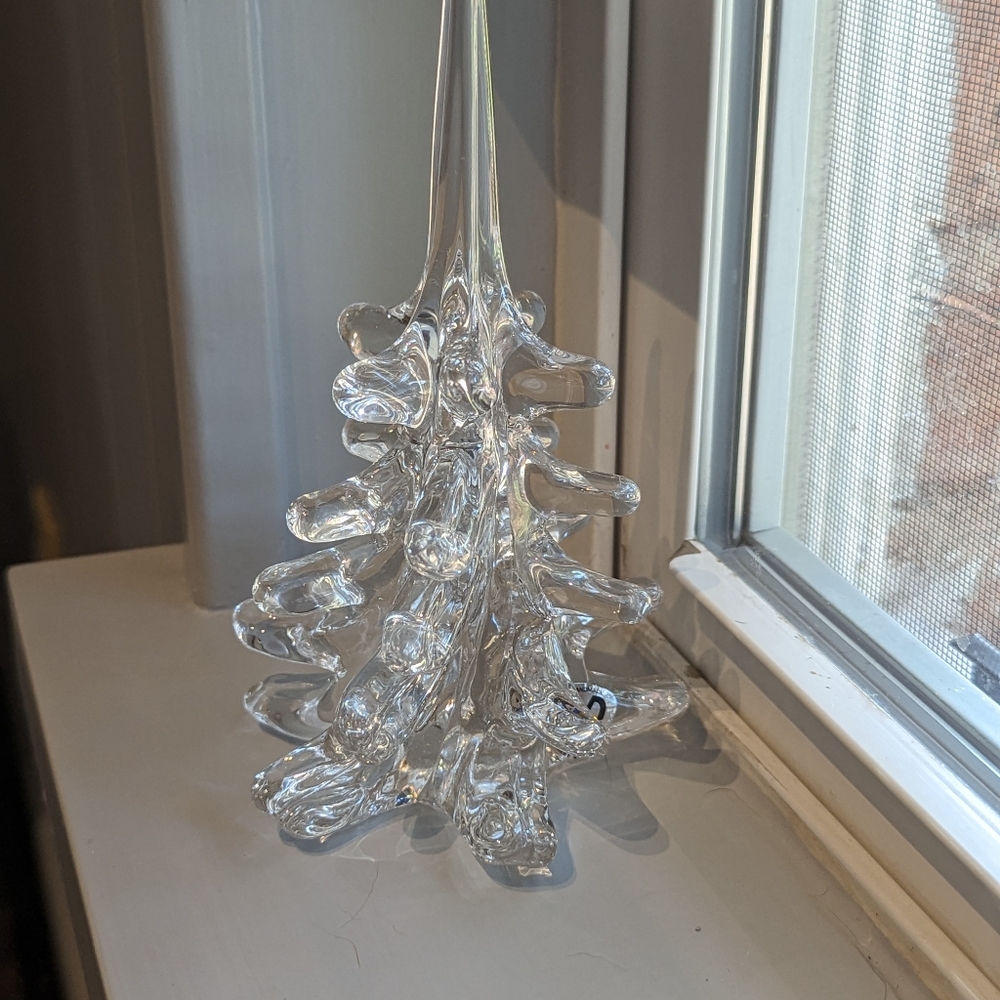 Vintage hand made glass Christmas tree decor for manger scene